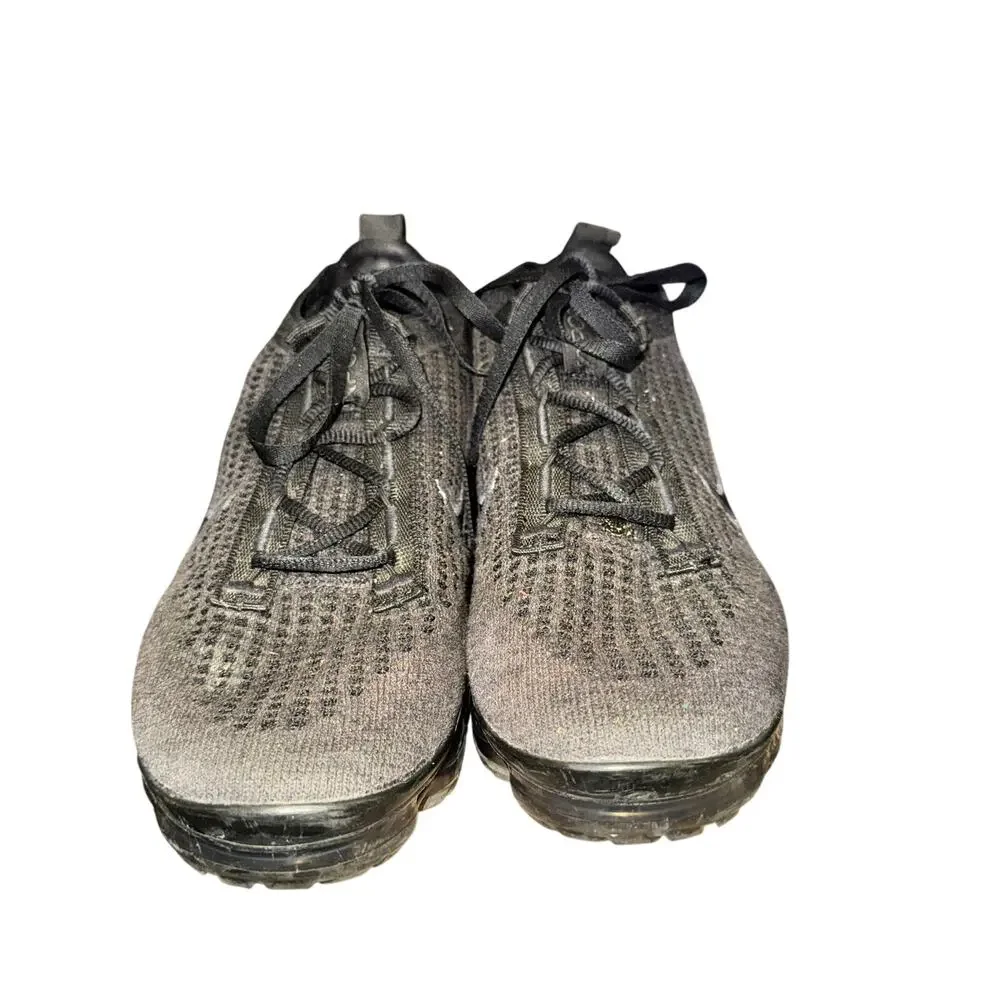 Nike Air Vapormax 2021 Sneakers Big Kid's Size 7Y Triple Black Knit Shoes